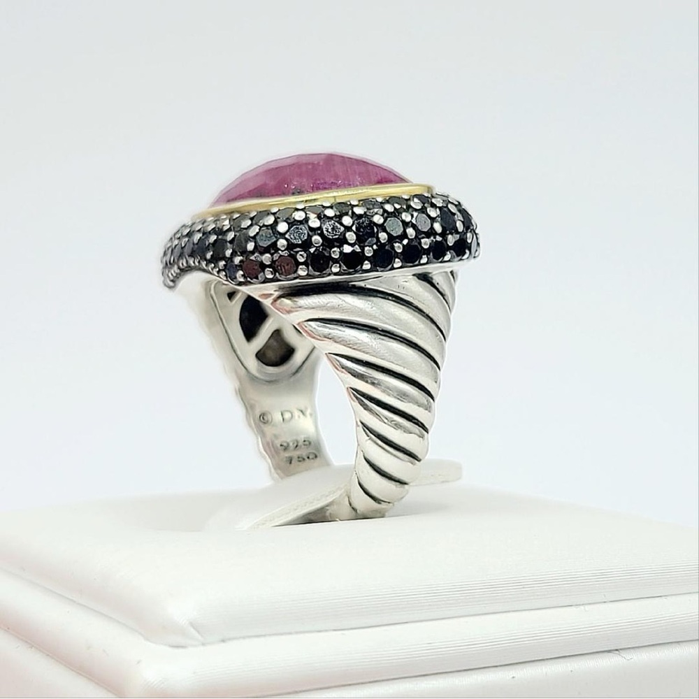 David Yurman Waverly Ring With Ruby Black Diamonds And Gold - Picture 13 of 16